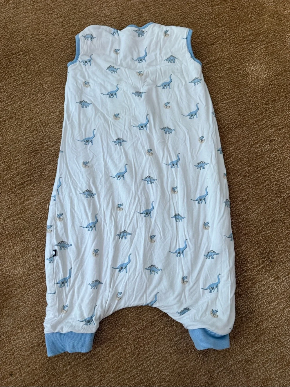 Kyte BABY White Sleep Sack with Blue Dinosaur Print
